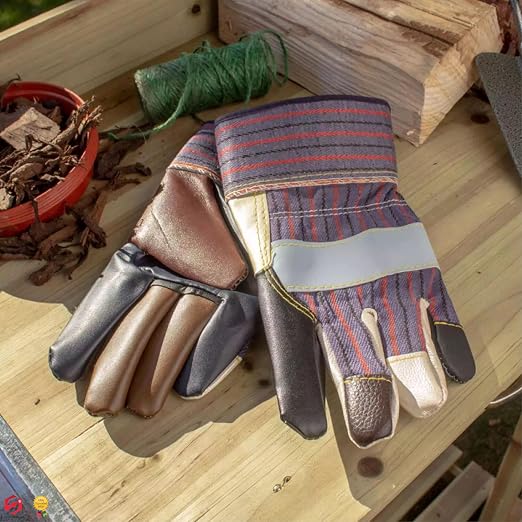 Leather Gardening Gloves, Heavy Duty Thornproof Work Gloves for Men & Women, Breathable Design for Garden Tasks