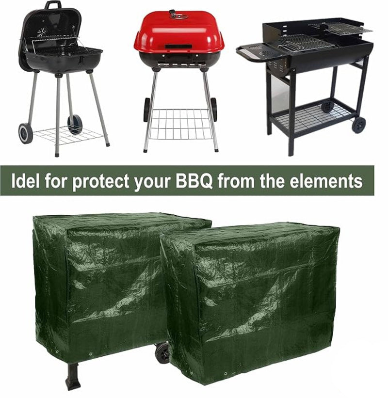 Trolley BBQ Heavy Duty Waterproof Barbecue Grill Cover with Corner Eyelets and Dust Proof, Outdoor Gas Grill Cover Windproof, Anti-UV, Tear Resistant Size–91 X 55 X 53cm – Green