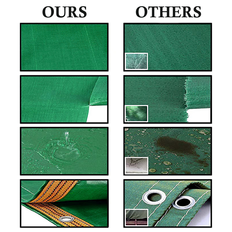 Green Tarpaulin, waterproof and UV Resistant Tarps Cover with Rust resistant grommets and reinforced rope edges, Ground Sheet Covers for Camping, Furniture Caravan Cover Sheet Green (4’X6’)