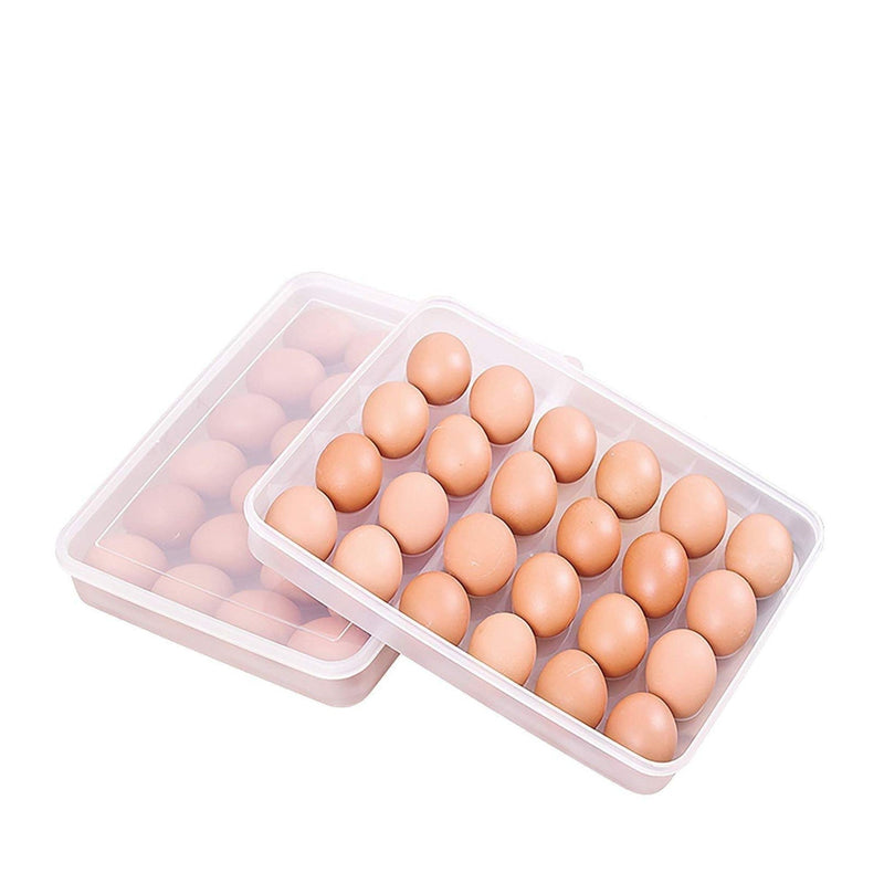 Egg Storage Box, Portable Plastic Stackable Egg Organiser Tray with Lid, Keeping Eggs Rack Tray Containers for Storage Carrying Packing Eggs for Fridge or Kitchen Cupboard