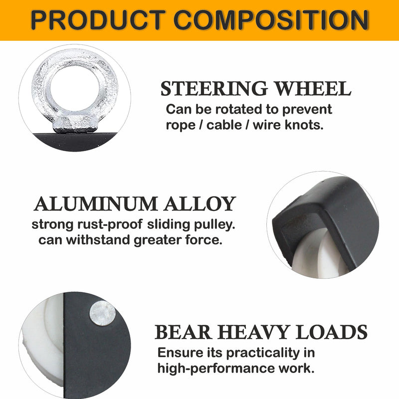 Single Upright Pulley with Wheel, Single Upright Pulley Roller Including Fixing Screw for Washing Line Rope and Cord for Indoor and Outdoor Use - 38mm (1.5 inch)
