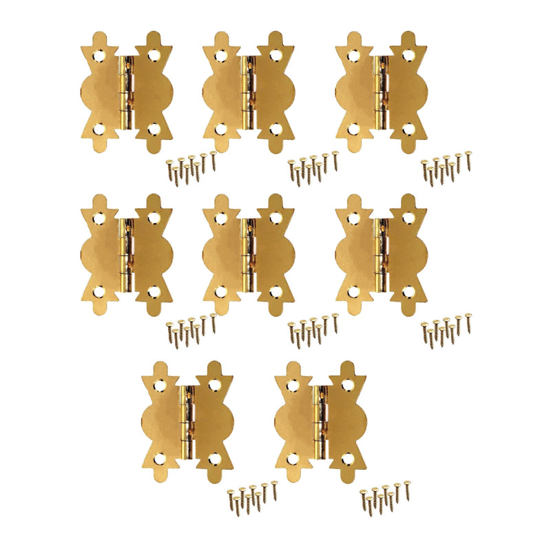 Butterfly Hinges, Brass Plated Small Hinges for Cabinet, Jewellery Box, Brass Mini Hinges for Woods with Matched Screws for Home Furniture Cabinet Door Drawer Cupboard - 40mm (1.1/2 inch)