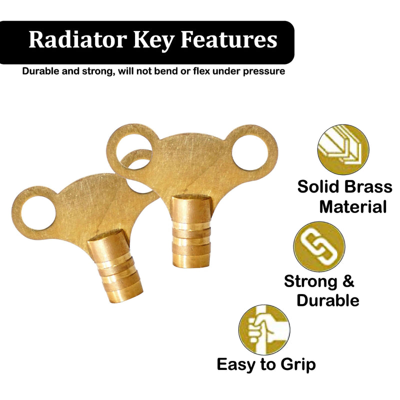 Radiator Bleed Key Easy Grip Radiator Valve Clock Key for Bleeding and Air Vent Solid Brass Universal Heater Bleeding Key for UK Radiators