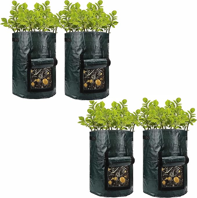 Potato Grow Bag Garden Plant Bags 10 Gallon Pots with Window Flap & Handle Plant Growing Bag for Potatoes, Tomato,Carrot Strawberry