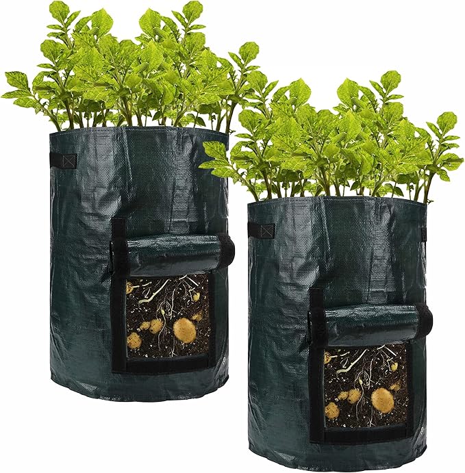 Potato Grow Bag Garden Plant Bags 10 Gallon Pots with Window Flap & Handle Plant Growing Bag for Potatoes, Tomato,Carrot Strawberry