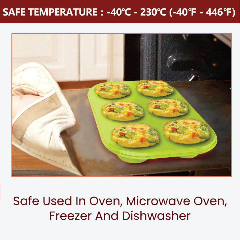 Silicone Muffin Tray, Non-Stick 6 Cup Silicone Muffins Pan, Reusable Food Grade Silicone Baking Tray for Making Egg Muffin, Cupcake, Quiches, Frittatas, Yorkshire Pudding