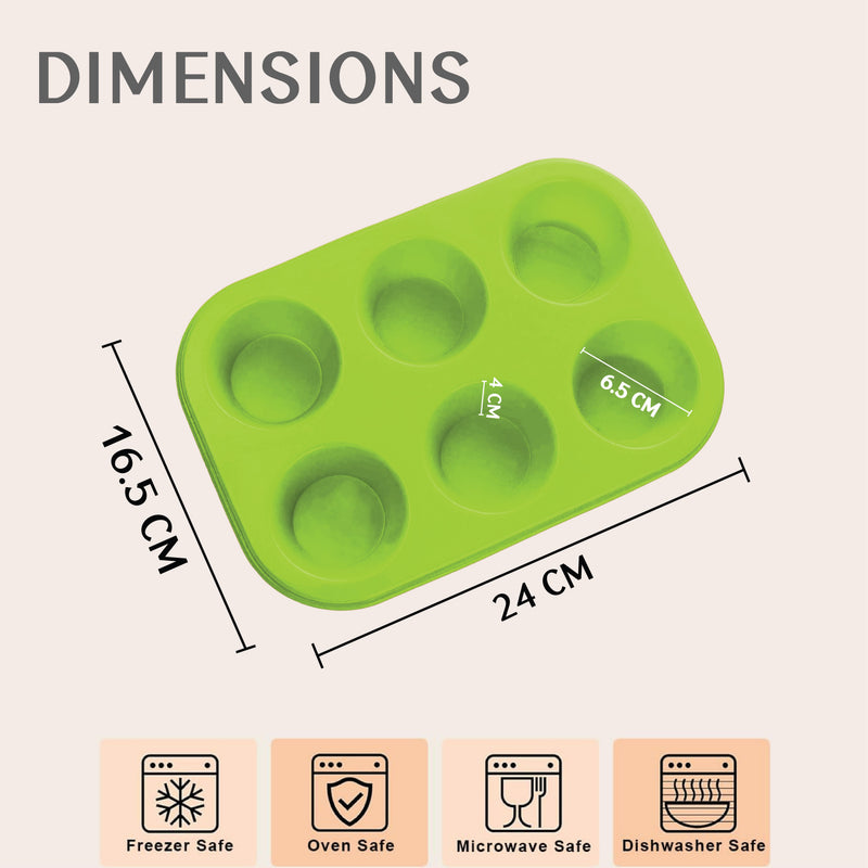 Silicone Muffin Tray, Non-Stick 6 Cup Silicone Muffins Pan, Reusable Food Grade Silicone Baking Tray for Making Egg Muffin, Cupcake, Quiches, Frittatas, Yorkshire Pudding