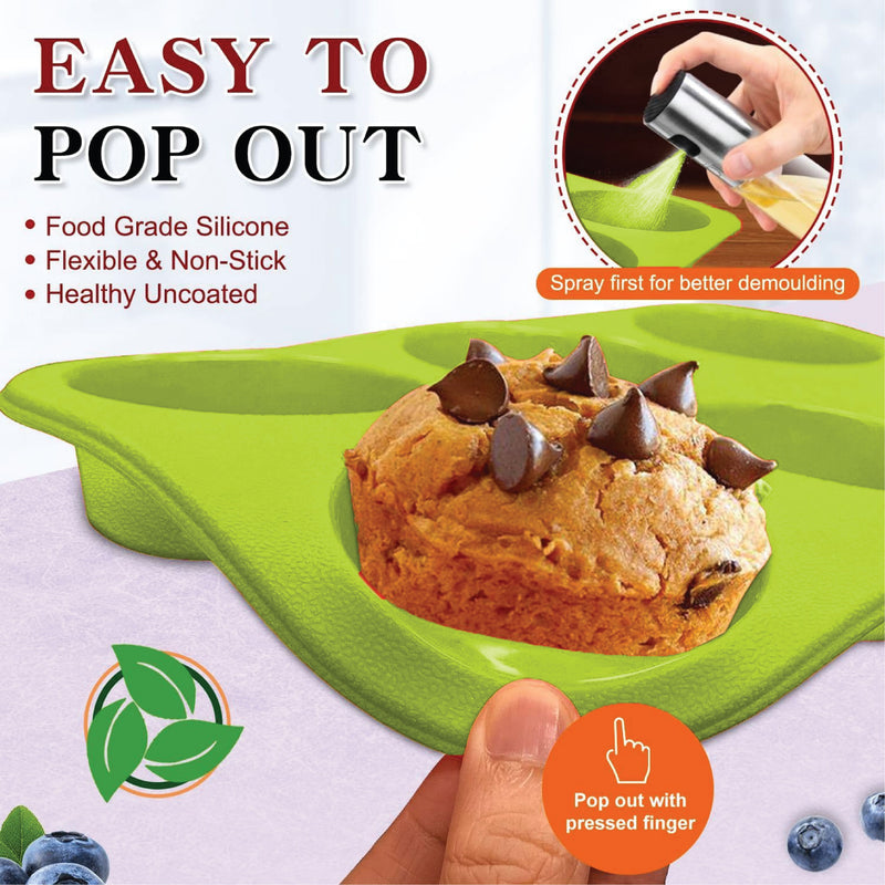Silicone Muffin Tray, Non-Stick 6 Cup Silicone Muffins Pan, Reusable Food Grade Silicone Baking Tray for Making Egg Muffin, Cupcake, Quiches, Frittatas, Yorkshire Pudding