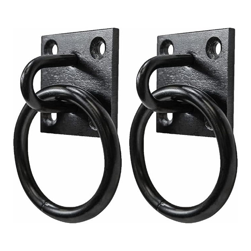 Heavy Duty galvanised Ring on Plate, Horse tie up Rings with Screws, Ring Plate for Horse Stable Tie Ring, decking Rope Fittings Rust Proof Tie Rings - 50 x 50 mm