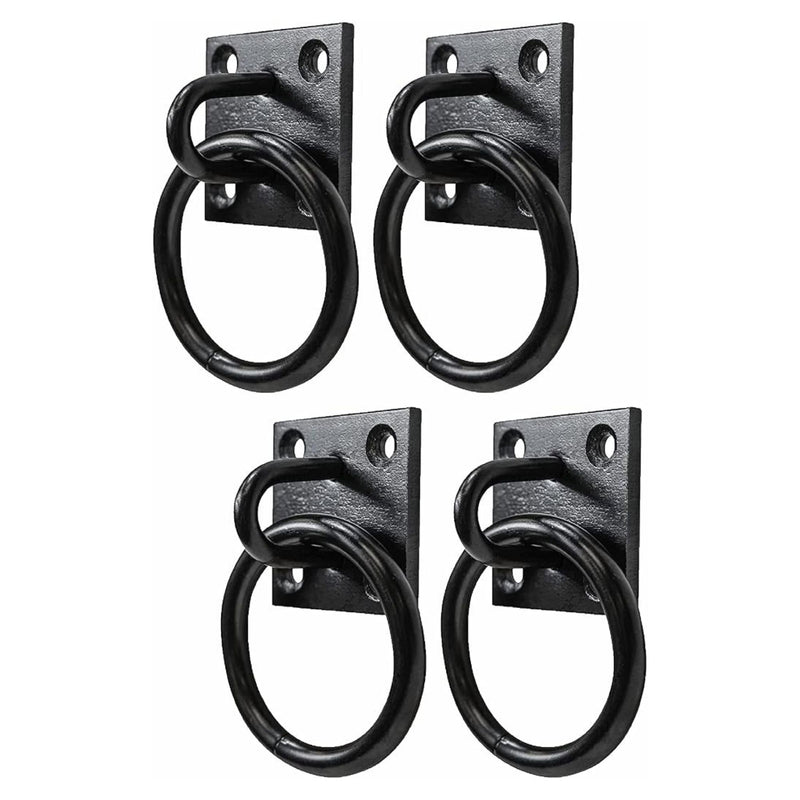 Heavy Duty galvanised Ring on Plate, Horse tie up Rings with Screws, Ring Plate for Horse Stable Tie Ring, decking Rope Fittings Rust Proof Tie Rings - 50 x 50 mm