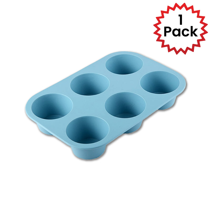 Silicone Muffin Tray, Non-Stick 6 Cup Silicone Muffins Pan, Reusable Food Grade Silicone Baking Tray for Making Egg Muffin, Cupcake, Quiches, Frittatas, Yorkshire Pudding