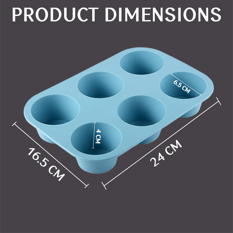 Silicone Muffin Tray, Non-Stick 6 Cup Silicone Muffins Pan, Reusable Food Grade Silicone Baking Tray for Making Egg Muffin, Cupcake, Quiches, Frittatas, Yorkshire Pudding