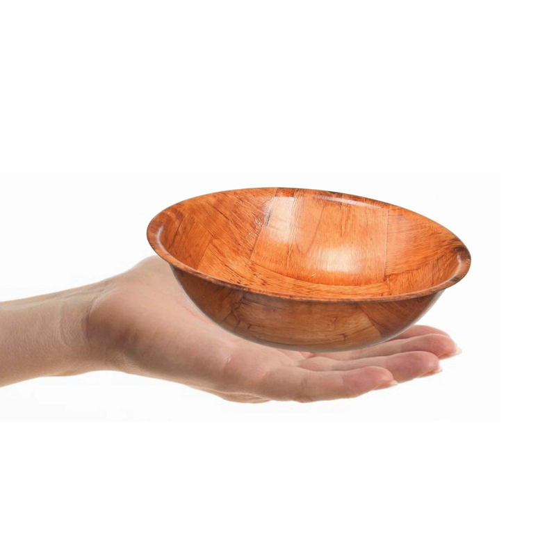 Wooden Salad Bowl Set of 4, 8 Inch Round Birch Wood Serving Bowls, Stackable, Rustic Style, for Salad, Fruit, Snacks