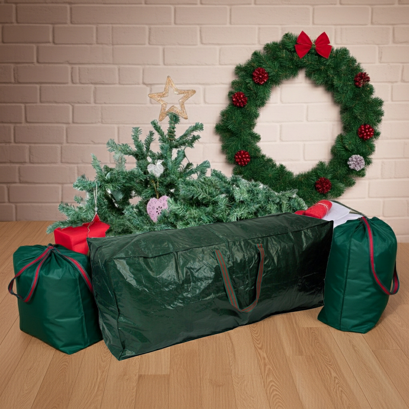 Christmas tree storage bag 3pc Xmas Storage Bags Heavy Duty Tearproof Bags with Zip Carry Handles Waterproof Christmas Storage Decorations Bag Tree Christmas Accessories
